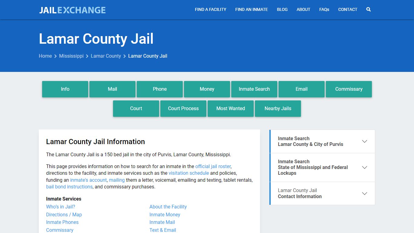 Lamar County Jail, MS Inmate Search, Information